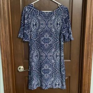 Lulus Navy Paisley Chain Back Dress